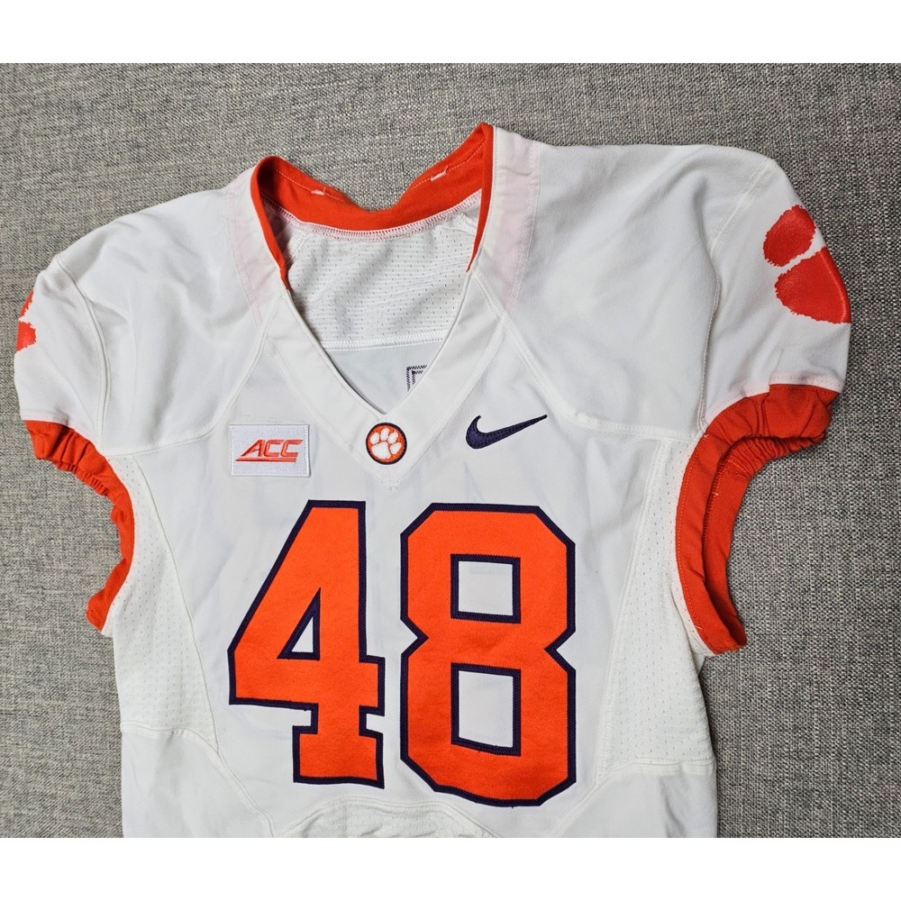 Clemson Tigers Football Jersey Mens 42 L White Game Worn Team Issued Nike #48 - Picture 3 of 9